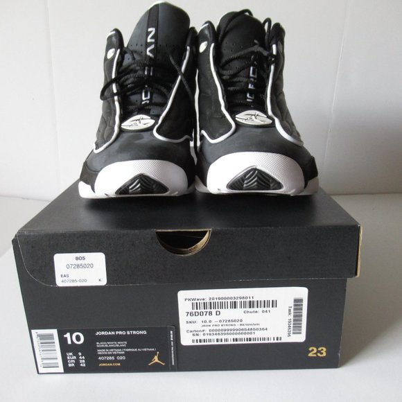 Jordan Pro Strong, Mid, Men's Size 10, Black/White/White, NEW - Picture 10 of 15